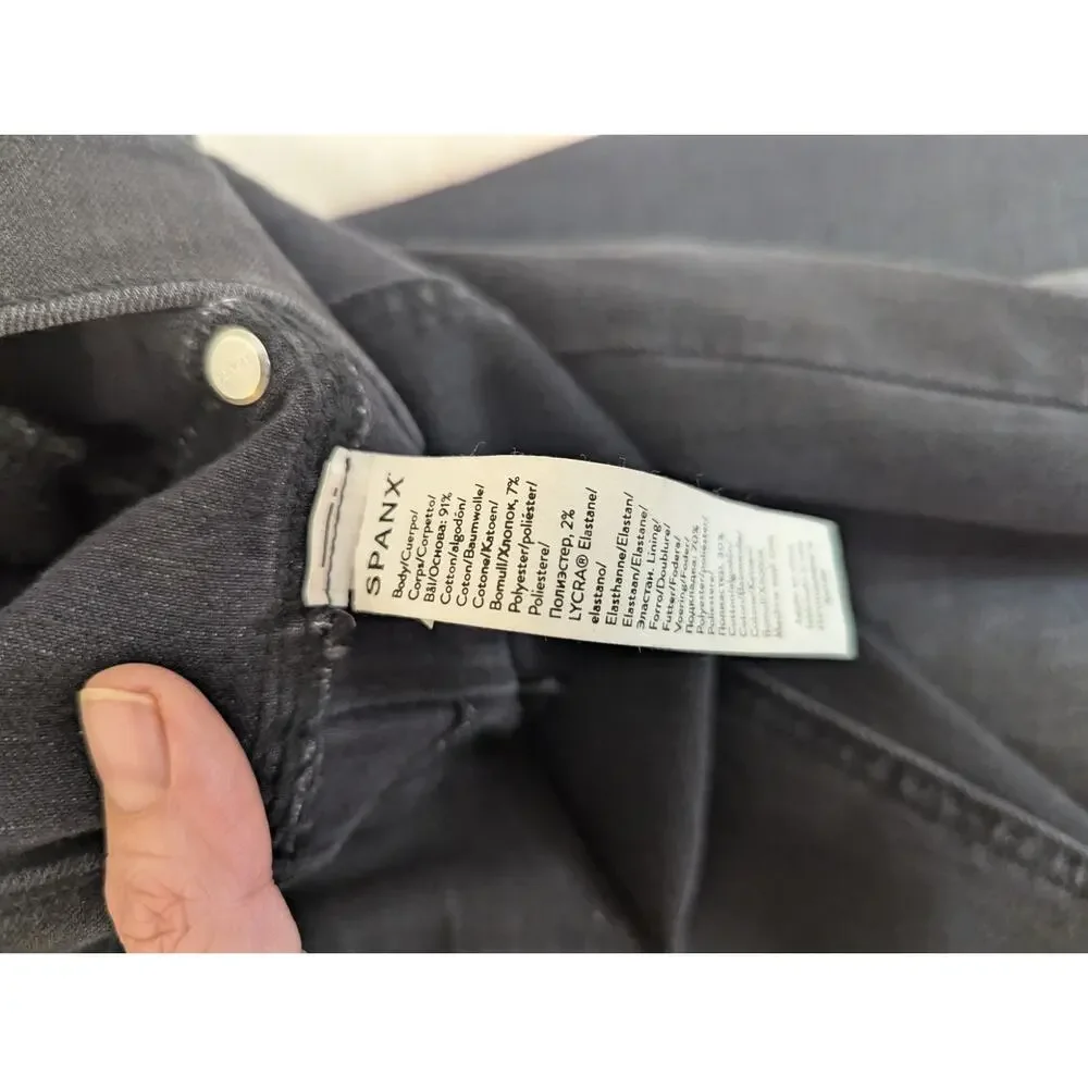 SPANX Ankle Skinny Jeans Size Small Black Slimming Denim Minimalist Casual
